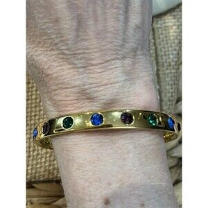 Monet Gold Crystal Bangle Bracelet Vintage Gold Tone Bangle Jewelry Fairy Grunge